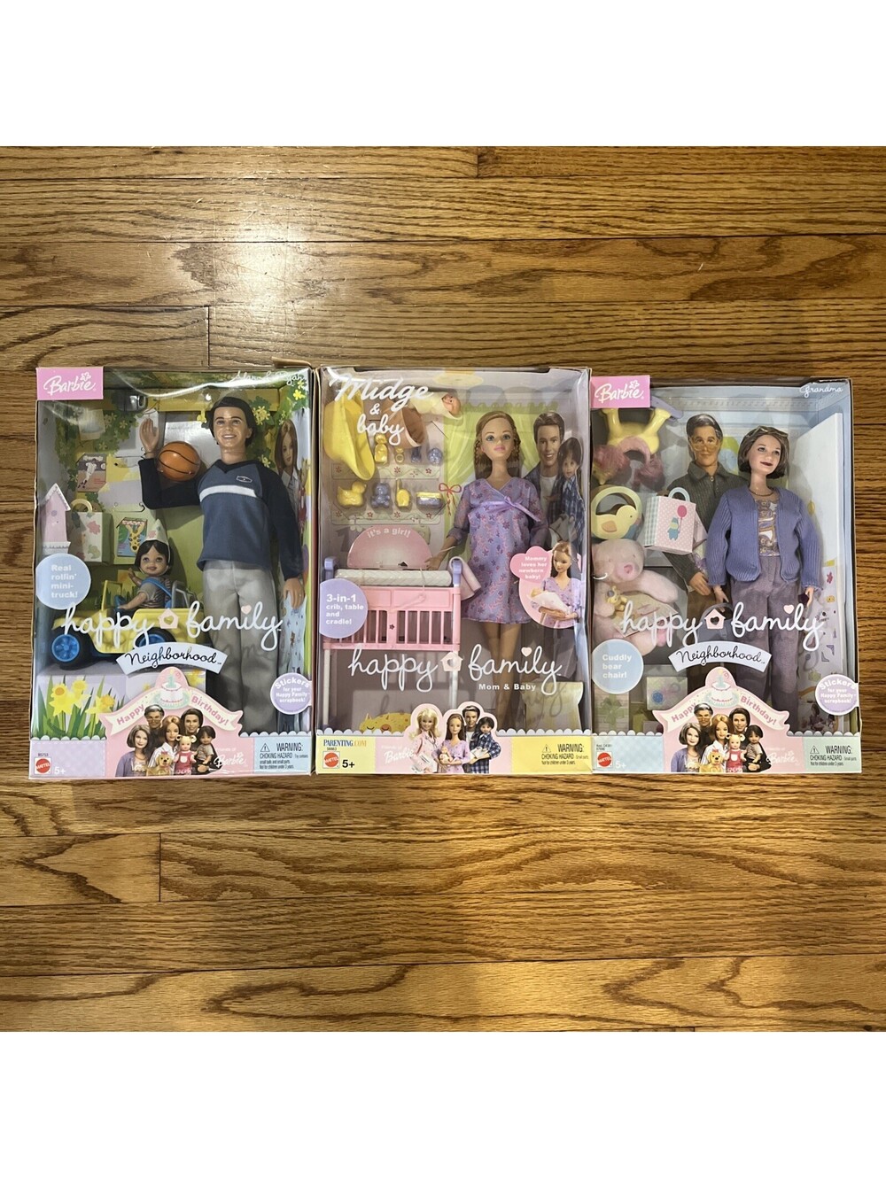 Barbie Happy Family Lot of 3: Midge & Baby, Alan & Ryan, Grandma - Sealed
